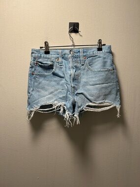 Levi's 501 Light Blue Distressed Cutoff Jean Shorts